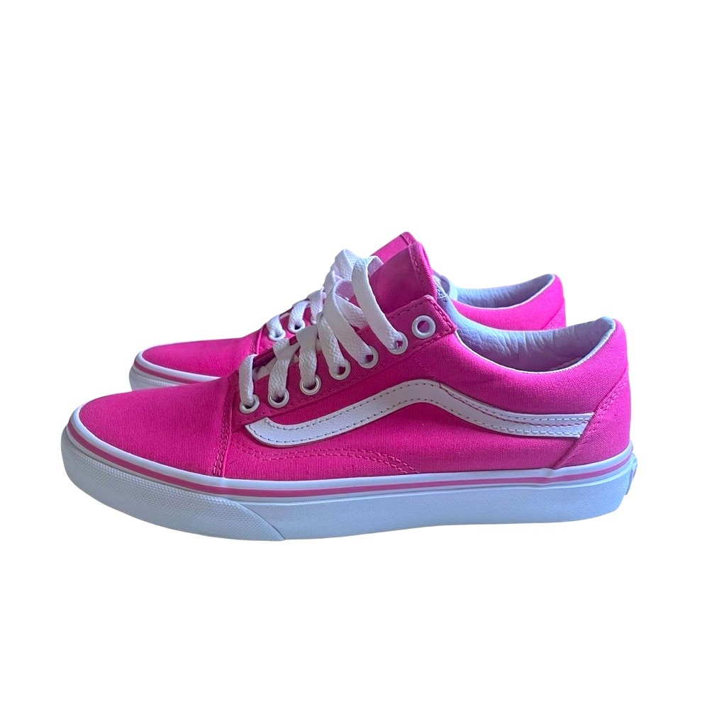 Vans Old Skool Hot Pink and White Women’s Sneakers Size 8.5